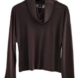 INC dark brown cowl neck top L